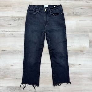 Frame Denim Le High Straight Release Hem Jeans black gray Sz 28